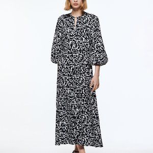 ZARA BLACK AND WHITE PRINTED MIDI DRESS